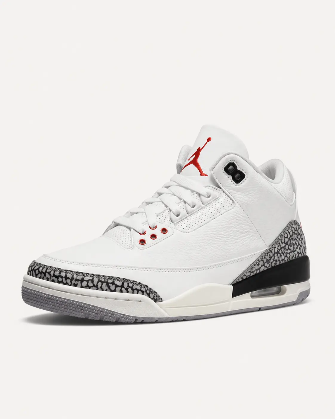 Jordan Air Jordan 3 Retro — White Cement Reimagined — Summit White / Fire Red / Black / Cement Grey