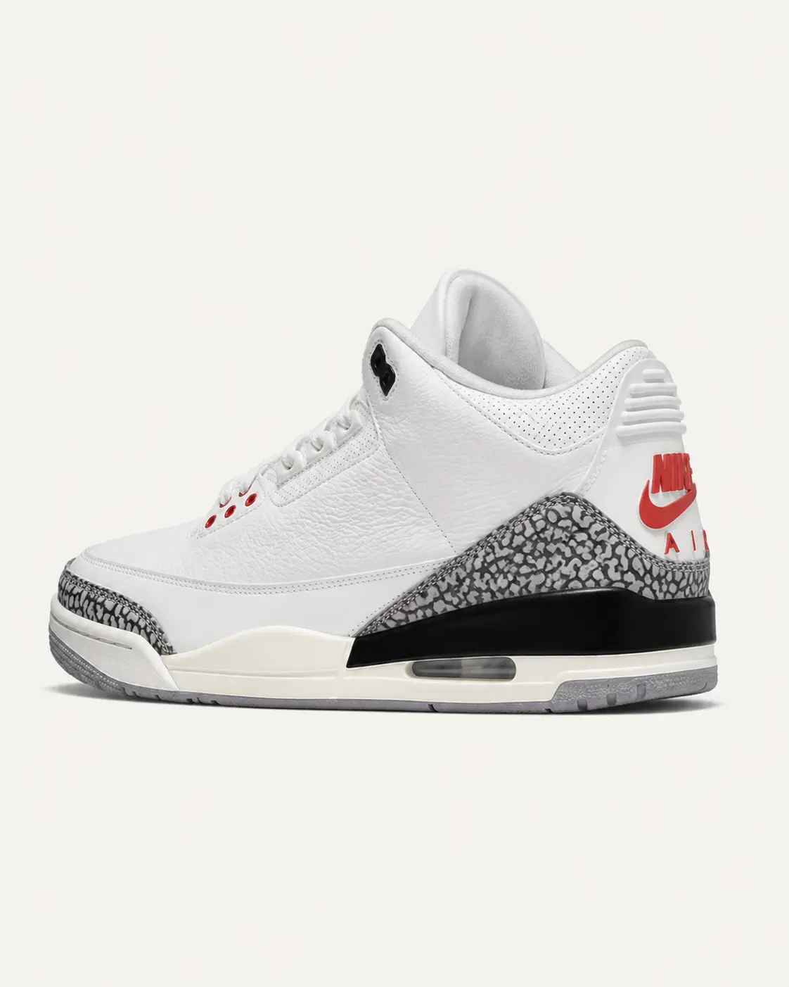 Jordan Air Jordan 3 Retro — White Cement Reimagined — Summit White / Fire Red / Black / Cement Grey