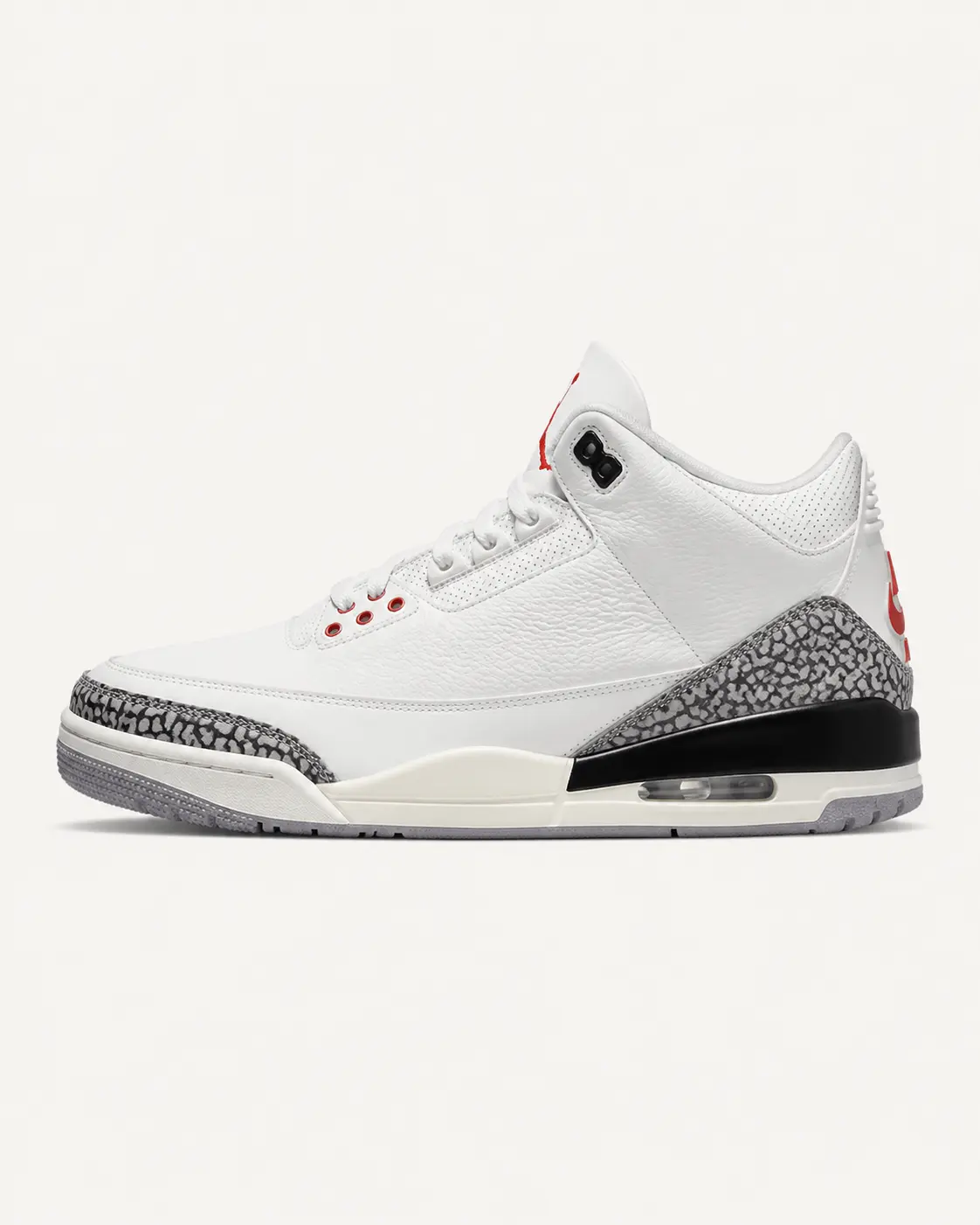Jordan Air Jordan 3 Retro — White Cement Reimagined — Summit White / Fire Red / Black / Cement Grey